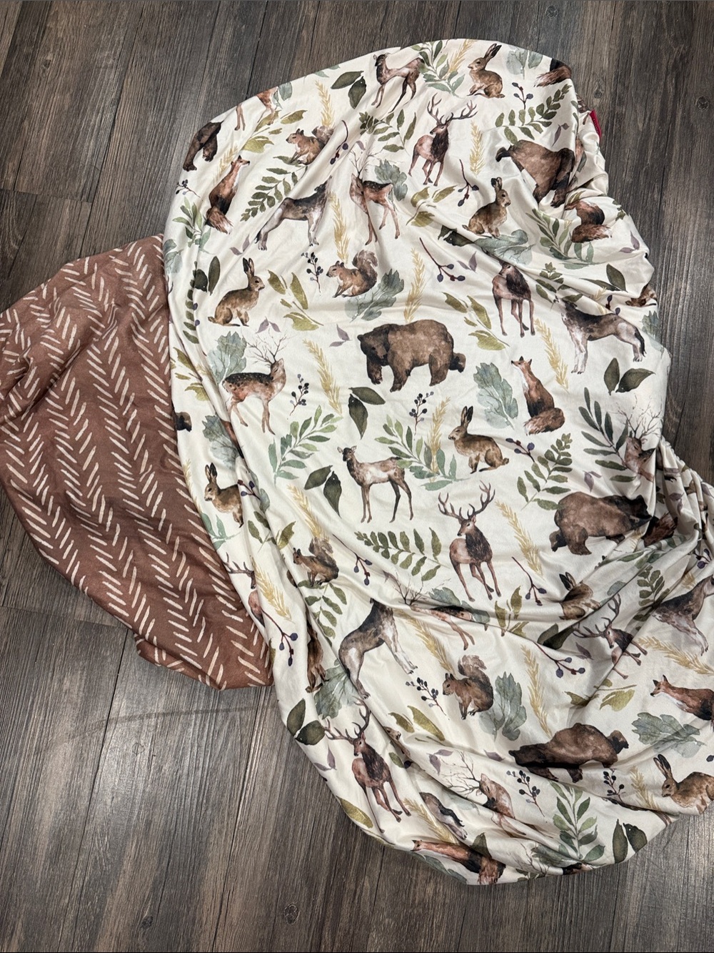Woodland Animals Printed Fitted crib sheet Set - Cream and Brown